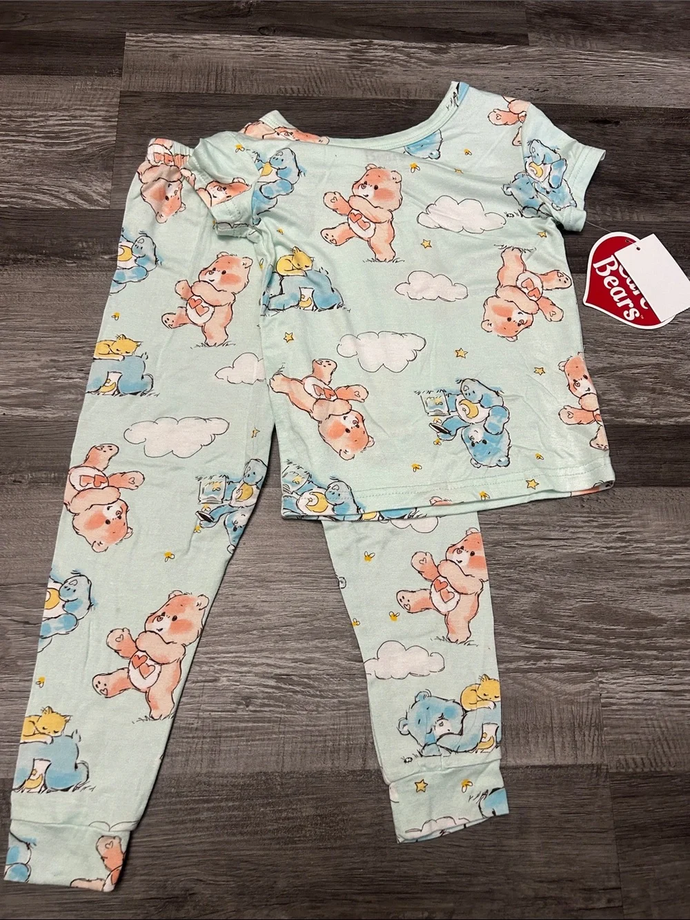 Care Bears Mint and Pink Cloud Print Kids Pajama Set
